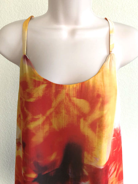 Alice + Olivia SMALL Loma Orange Watercolor Tank Top