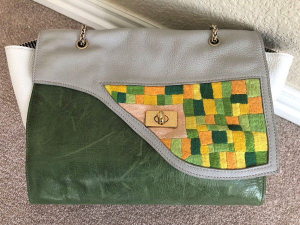 Lidia May Color Block Leather Cross Body Bag - RARE!