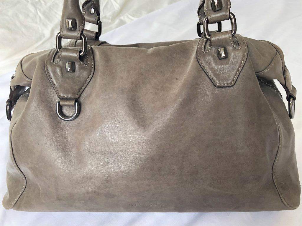 Dissona Italian Designer Gray Leather Bag – FABULUX