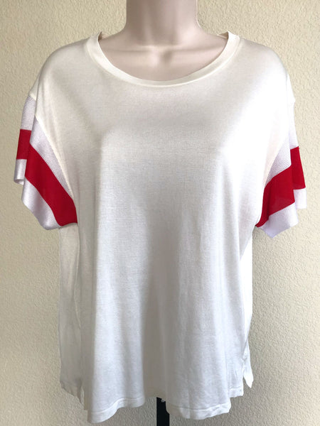 Rag & Bone SMALL Penny White Tee Red Stripe