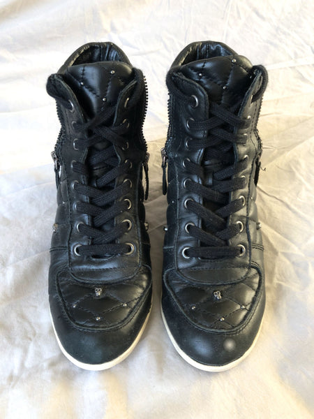 ASH Size 6.5 Brooklyn Black Leather Skull Sneakers - RARE!