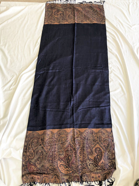 Pashmina Scarf in Indigo and Copper - CLEARANCE