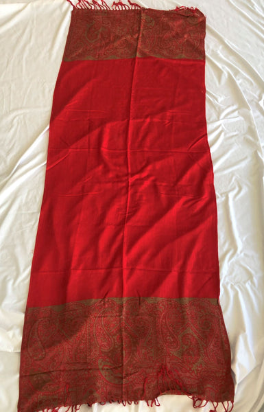 Pashmina Scarf in Red and Gold - CLEARANCE