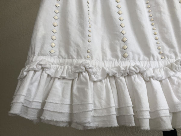 Paola Frani Size 6 White Ruffle Skirt