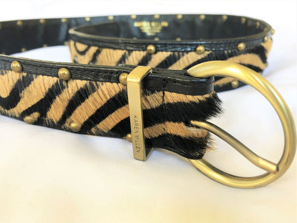 Karen Millen SMALL Black Zebra Pony Hair Belt