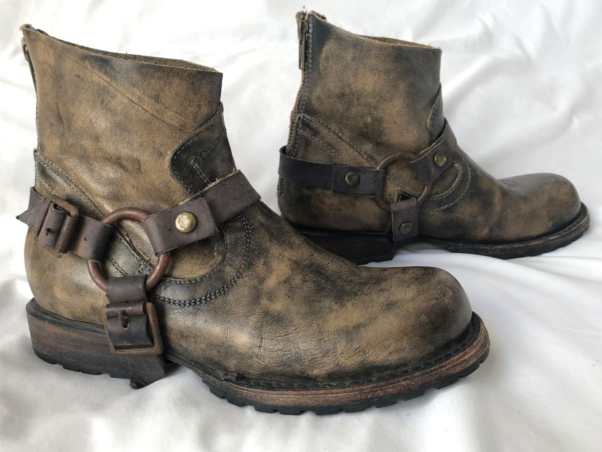 FREEBIRD Dallas Brown Distressed Leather Moto Western Harness Biker Boots Classic Frye harness biker boots with eagle stitching  main image 4
