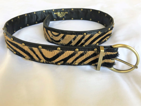 Karen Millen SMALL Black Zebra Pony Hair Belt