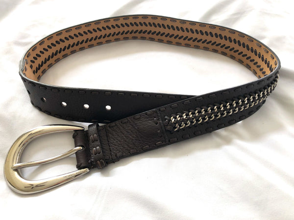 Michael Kors SMALL Brown Leather and Chain Belt