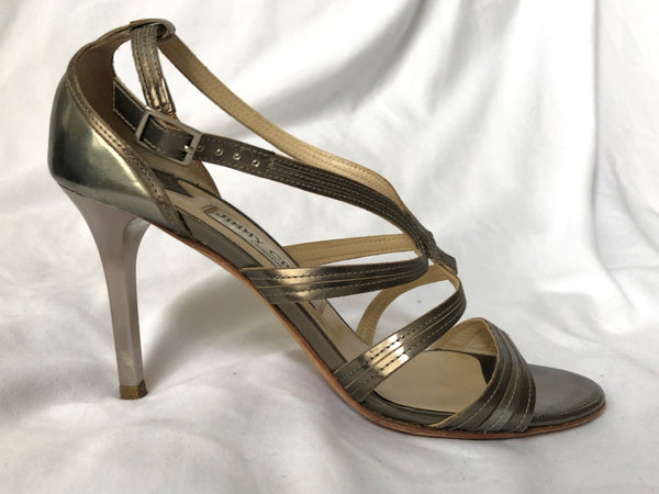 Jimmy Choo Size 7.5 Champagne Leather Heels