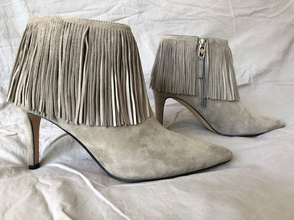 Sam Edelman Size 6 Kandice Gray Fringe Bootie