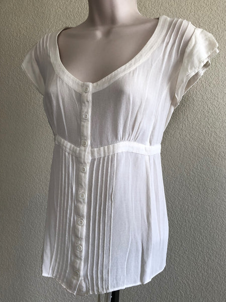 Pink Tartan MEDIUM White Silk Chiffon Top - CLEARANCE