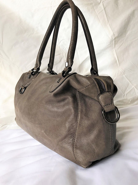 Dissona Italian Designer Gray Leather Bag