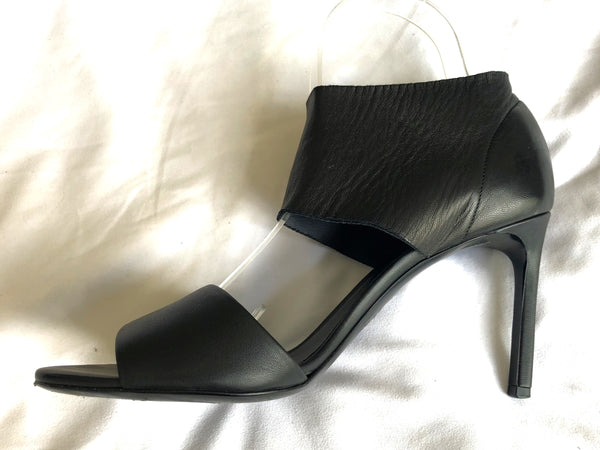 VINCE Size 9 Stephanie Black Leather Open Toe Heels