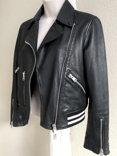 AllSaints Size 0 Balfern Black Leather Jacket