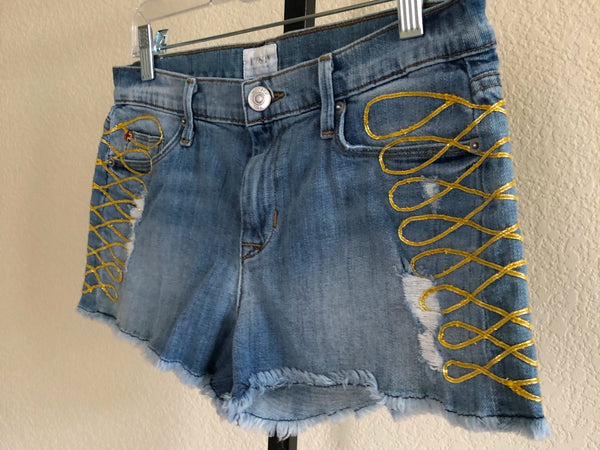 Hudson Denim Size 6 Hendrix Gold Trim Shorts