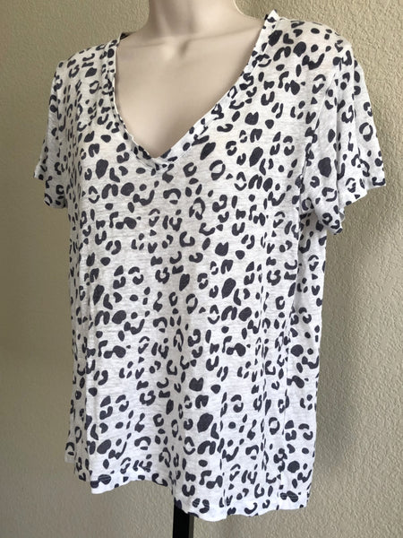 Rails SMALL White Leopard Print Linen Tee