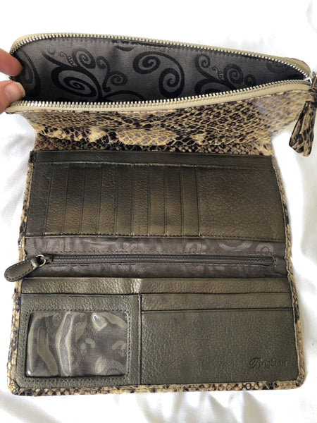 Brighton Beige Brown Leather Clutch Wallet