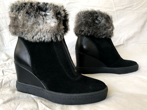 Aquatalia Size 5.5 - 6 NEW Fur Topped Wedge Boots