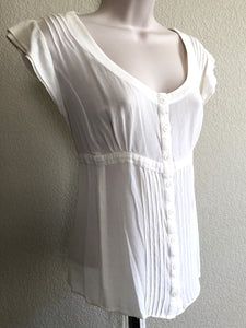 Pink Tartan MEDIUM White Silk Chiffon Top