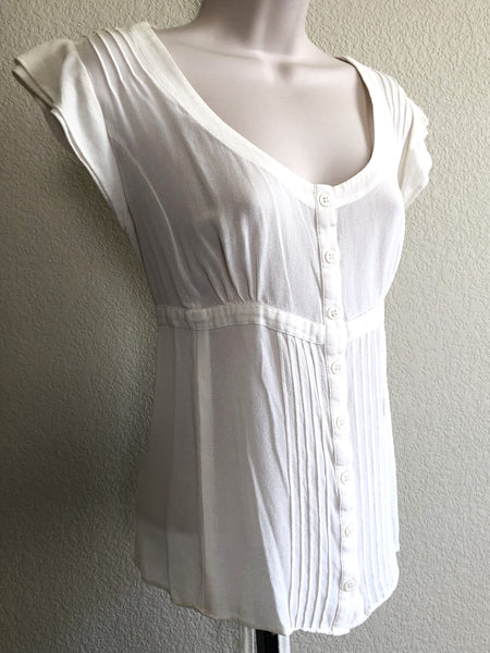 Pink Tartan MEDIUM White Silk Chiffon Top - CLEARANCE