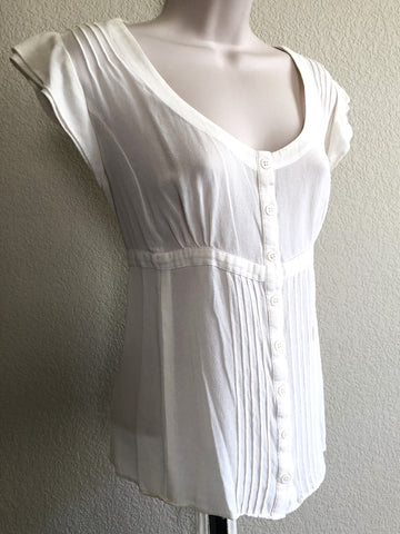 Pink Tartan MEDIUM White Silk Chiffon Top