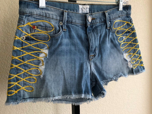 Hudson Denim Size 6 Hendrix Gold Trim Shorts