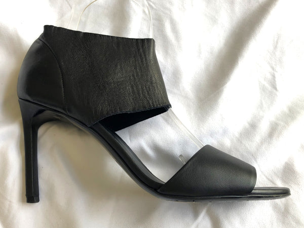 VINCE Size 9 Stephanie Black Leather Open Toe Heels