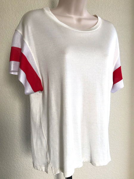 Rag & Bone SMALL Penny White Tee Red Stripe