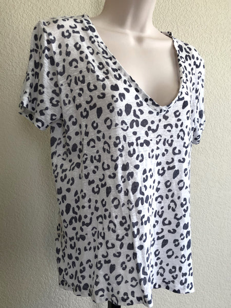 Rails SMALL White Leopard Print Linen Tee