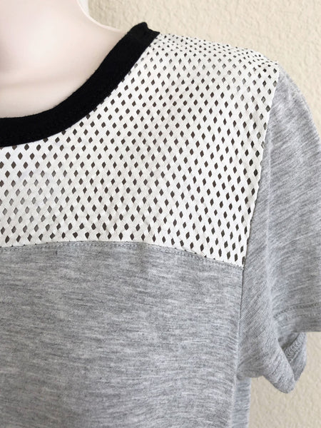 Aiko Size Medium Gray Mesh Top Tee