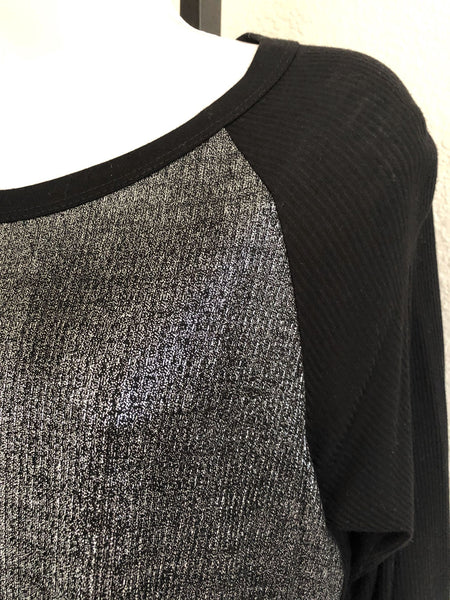 Enza Costa MEDIUM Black and Silver Top