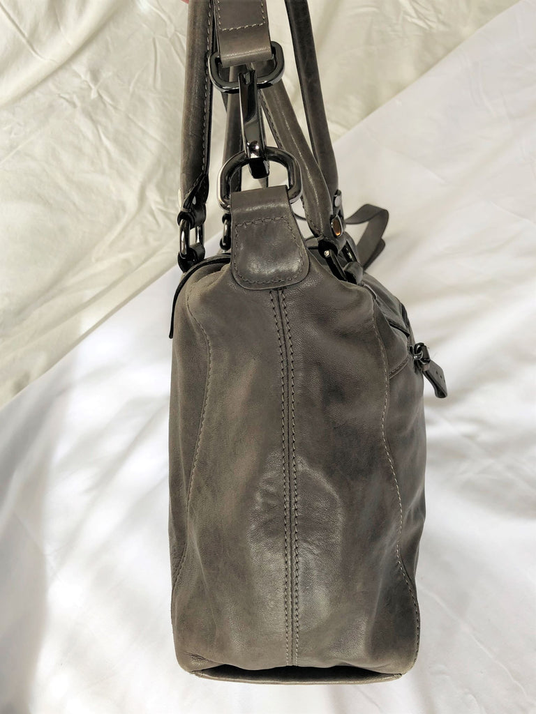 Dissona Italian Designer Gray Leather Bag