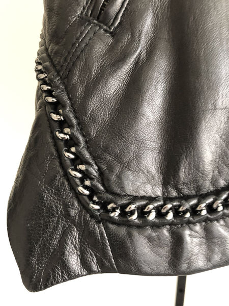 Yigal Azrouel Size 2 Black Leather and Knit Jacket - RETAILED AT $1,100