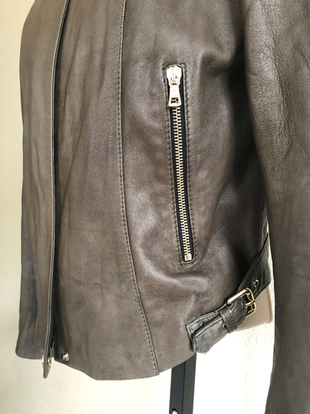 Zara Woman SMALL Olive Lambskin Moto Jacket