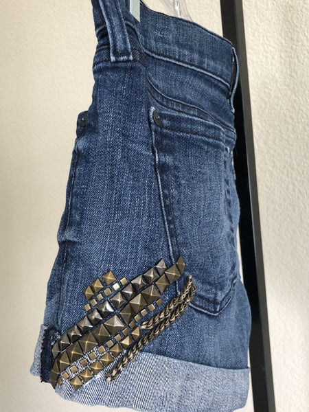 7 for All Mankind Size 0 Studded Jeans Shorts