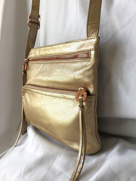 Hobo International Gold Leather Cross Body