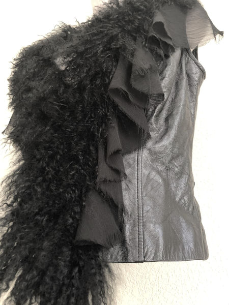 Royal Underground Size XS Leather and Fur Vest