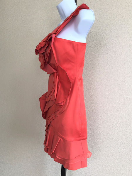 BCBGMaxazria NEW Size 0 Jonesy Coral One Shoulder Dress