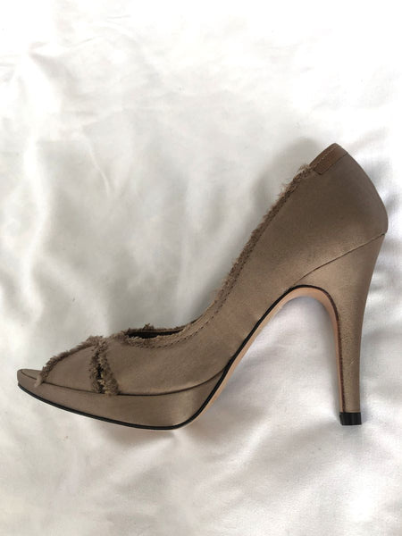 Pedro Garcia Size 5.5 - 6 Brown Satin Frayed Pumps - $525 RETAIL