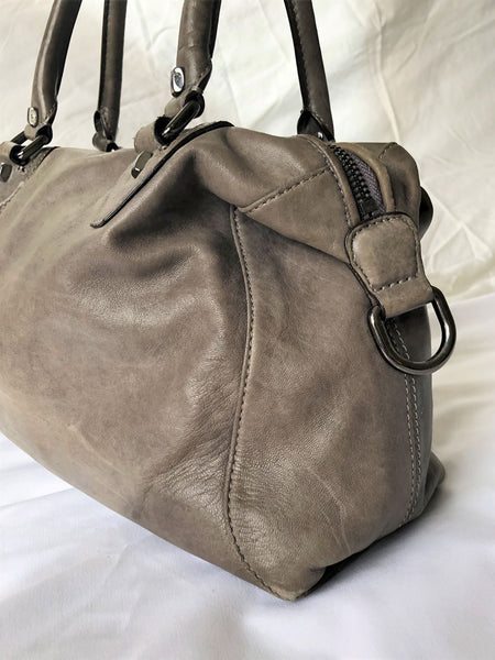 Dissona Italian Designer Gray Leather Bag