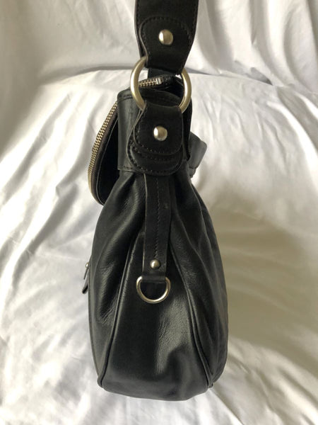 B Makowsky Black Leather Shoulder Bag