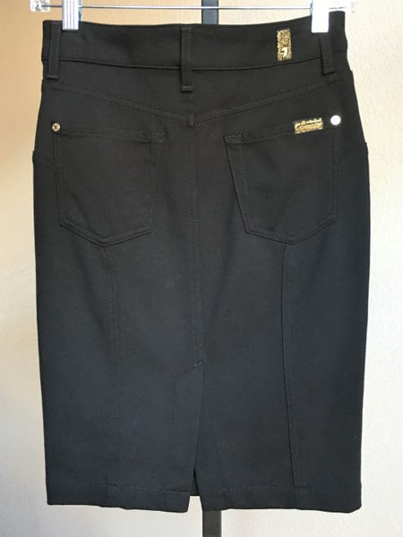 7 for All Mankind Size 2 Black Stretch Pencil Skirt