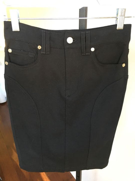 7 for All Mankind Size 2 Black Stretch Pencil Skirt