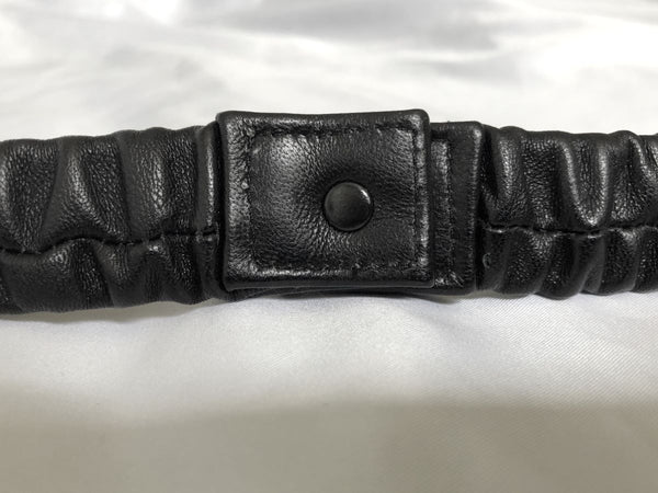 Henri Bendel Large Black Leather Belt Silver Buckle