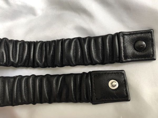 Henri Bendel Large Black Leather Belt Silver Buckle