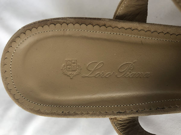 Loro Piana Size 10 Tan Suede Sandals