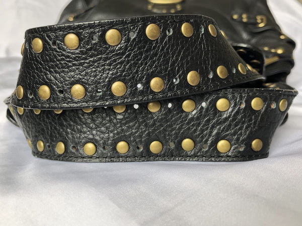 kooba Black Leather Gold Studded Bag