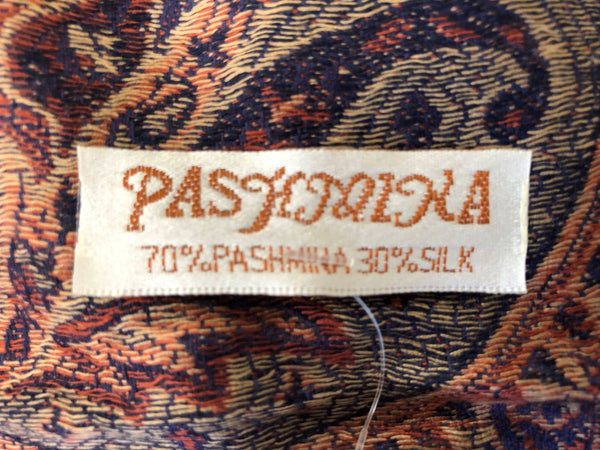 Pashmina Scarf in Indigo and Copper - CLEARANCE