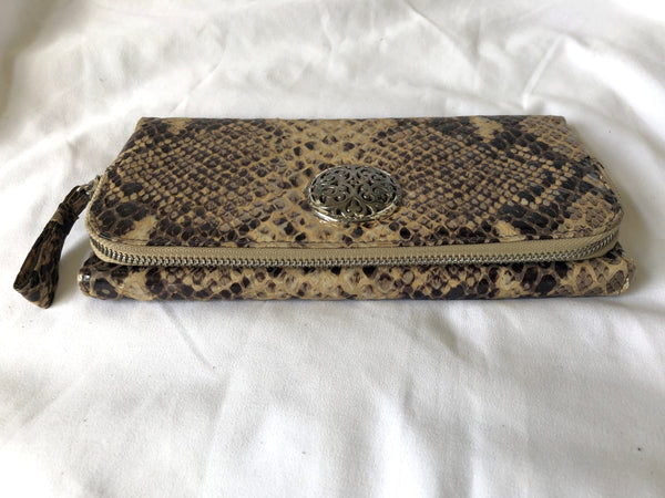 Brighton Beige Brown Leather Clutch Wallet