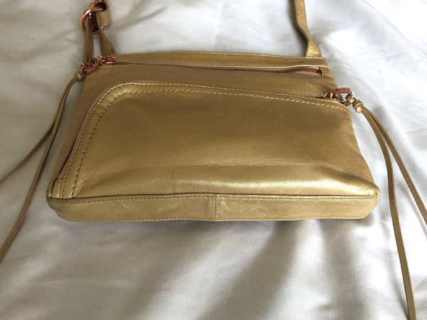 Hobo International Gold Leather Cross Body